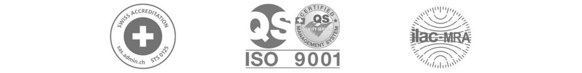 Logos of the quality management system - ISO 9001 and ISO/IEC 17025 Accreditation